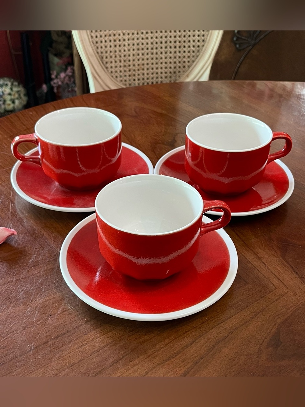 VTG Vera Neumann for Mikasa "Red Poppy" Cups & Saucers (F7100) Set of 3 Pairs
